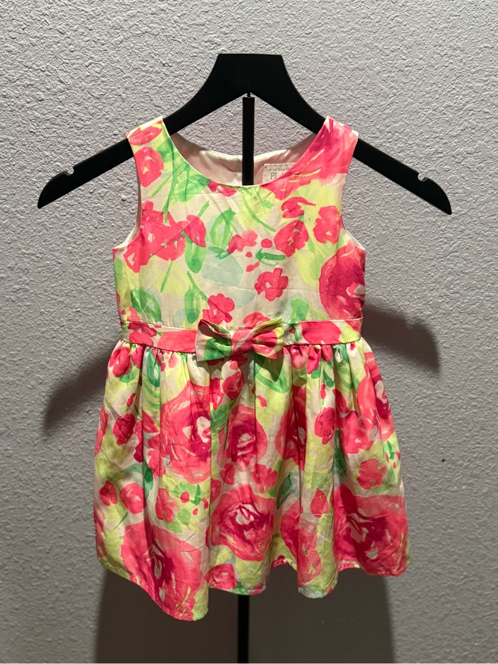 The Children's Place Coral Pink & Lime Floral Bow Dress